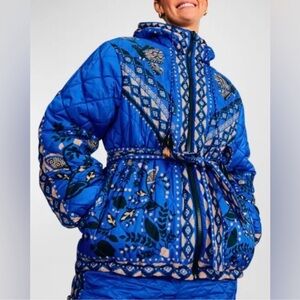 FARM RIO Macaw Forest Black Reversible Puffer Jacket L